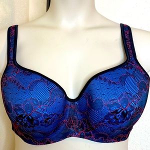 Cacique blue pink lace padded bra 42D